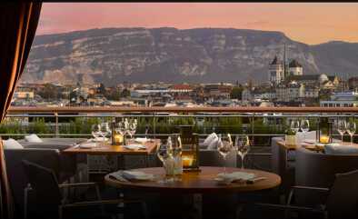 Blick über Genf vom Restaurant Izumi 