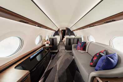 Lujo y comodidad se dan la mano en el interior de la cabina del Bombardier Global 7500
