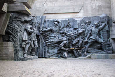 Bas-relief in National Museum of the History of Ukraine in the Second World War. Memorial complex in Kiev, Ukraine. Museum founded by USSR 1981.