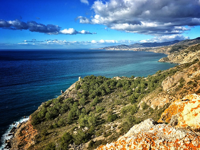 Overlooking the Mediterranean Sea at Maro-Cerro Gordo Cliffs Natural Park, Andalusia, Spain