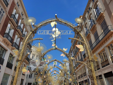 famous street in malaga decorated for carnival