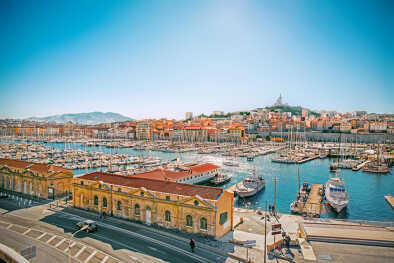Paesaggio panoramico del Vieux Port, Marsiglia, Provenza, Francia