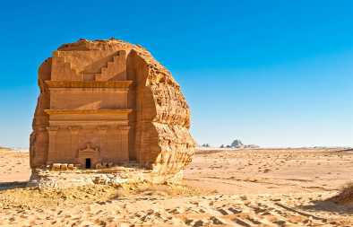 Saudi-Arabien, Madain Saleh, die archäologische Stätte mit dem nabatäischen Grab aus dem 1.