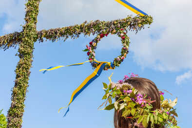 maypole and flower crowns in midsummer 