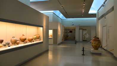 Akrotiri Archaeological Site Museum excavation. Akritiri is located near Fira, Santorini island in Greece.