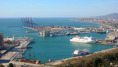 Port of Málaga (Andalusia, Spain), from the Castillo de Gibralfaro