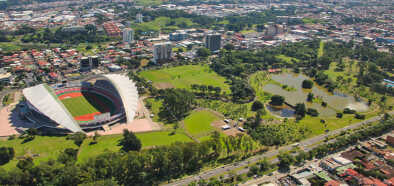 Vue aérienne du stade précolombien