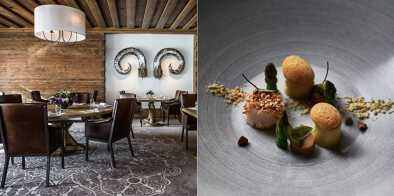 restaurant mertin goschel at gstaad, dinning room and top quality dish