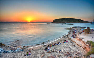 Ibiza - Sunset with evening atmosphere on the Cala Comte